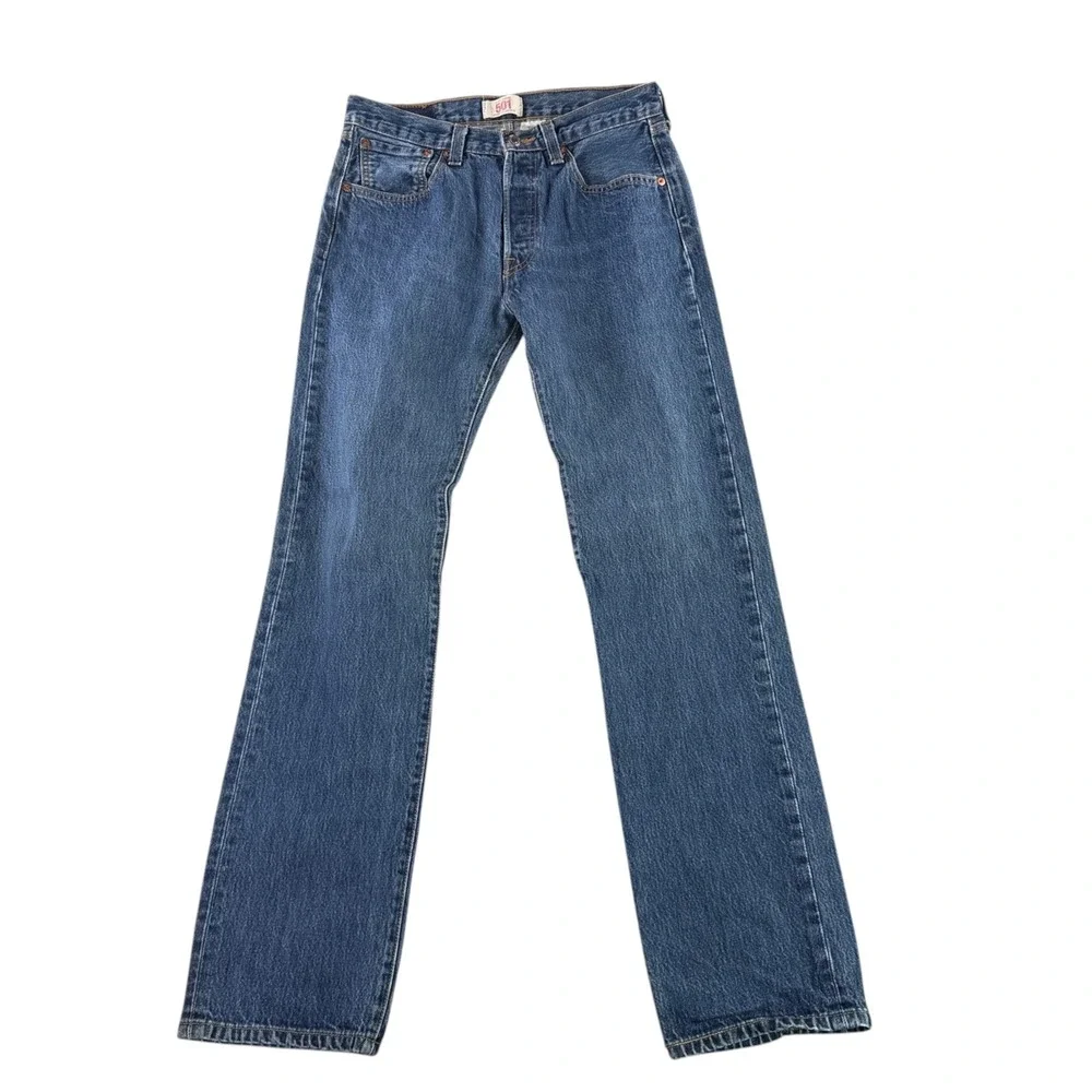 Levis 501 Jeans Mens 31x34 Blue Vintage Y2K Straight Leg Button Fly Denim